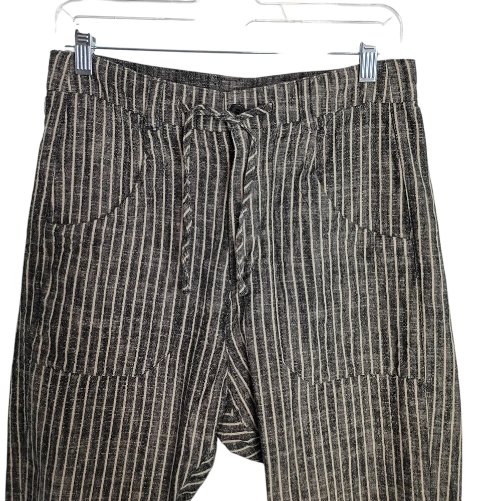 Zara - Striped High Rise Cropped Linen Blend Pants - Size 30